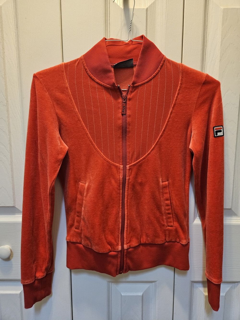 Vintage FILA Women's Red Velour Zip Jacket